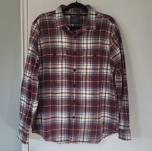 American Eagle flannel shirt, burgandy/gray/white, men's size L